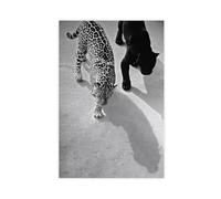 Black And White Poster Y2K Vintage Luxury Posters Cheetah And Jaguar Walking Trendy Modern Photography Wall Art For Home Decor Bedroom Decor Unframe-style 12x18inch(30x45cm)