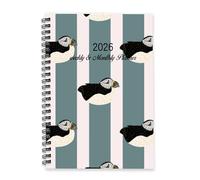 Black and White Puffins Diary 2026 A5 To Do List Notebook 2026 Agenda Journal for Women Notebook Planner for Holiday Week To View Monthly Year Diary Planner with Dotted Line Note Page Slim
