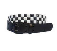 Black and White Pyramid Studded Belt (115 cm - M/L)