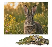 Black And White Rabbit Portrait Adult Puzzle, Wooden Jigsaw, 1000 Pieces | Puzzle for Adults: clear image areas for detailed puzzle work during indoor leisure.