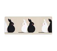 Black and White Rabbit Prints Extra Large Mouse Pad 12x31.5in for Office, Gaming, and Learning - Durable, Comfortable, and Environmentally Friendly