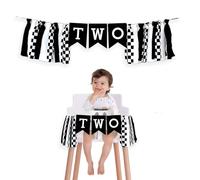Black and White Race car highchair Banner-Two