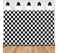 Black and White Racing Checker Texture Grid Birthday Chess Board Theme Photography Backdrops Children Kids Birthday Party Supplies Newborn Baby Shower Photo Background Booth Props 7X5FT