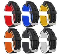 Black and White/Red/Grey/Orange/Yellow/Blue Bicolor Silicone Watch Strap Replacement Rubber Watch Band Quick Release 20mm 22mm 24mm 26mm (20mm, Black+White)