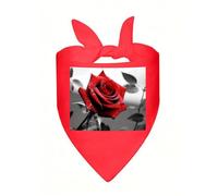 Black And White Red Rose Dog Bandana, Classic Plaid Dog Bandanas for Small Medium Large Dogs, Adjustable Washable Cotton Pet Scarf, Reversible Triangle Bibs for Puppy Dogs Cats Birthday Party Daily We