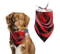 Black and White Red Rose Dog Bandana Triangle Dog Scarf Washable Polyester Dog Bibs Cute Pet Bandana for Medium Large Dogs Puppy and Cats