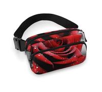 Black And White Red Rose Fanny Pack for Women Men Adjustable Waist Bag Belt Bag for Travel Sports Hiking, style, 20x13cm