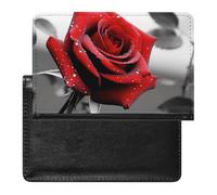 Black And White Red Rose Passport Holder Cover Passport Cover Protector Essentials with Credit Card Slots Slim Travel Wallet Covers Documents Organizer Protector for Man&Women