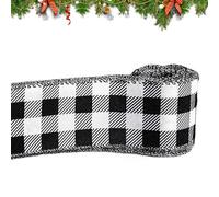 Black and White Ribbon with Wire, Festive Home Decoration, Garlands Wrap Ribbon Ribbons - for Fireplace Benches Art Teachers Enthusiasts Wedding Party Favours Scrapbooking Bow Crafts Interior