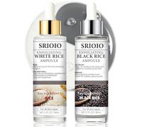 Black and White Rice Exfoliation Essence, Rice Peel Shot, 2 PCS White & Black Rice Facial Serum, Deep Cleansing to Remove Dead Skin Cells, Minimize pores suitable for All Skin Types