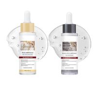 Black and White Rice Peeling Ampoule, 2025 New Soft Exfoliating Face and Body Scrub Dead Skin Cells Remover, Exfoliating Toner For Face for All Skin Types (Black & White, 30ml+30ml)