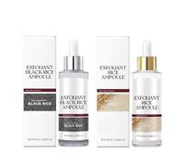 Black and White Rice Peeling Exfoliating Ampoule, Rice Exfoliating Ampoule Set, Pore Clearing, Brightening, Moisturizing Niacinamide Ampoule, for Daily Skincare (A, 2PCS)