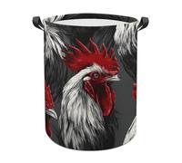 Black And White Roosters with Red Tail Feathers Laundry Baskets Laundry Hamper Waterproof Foldable Storage Bin Dirty Clothes Laundry Basket for Living Room Bathroom