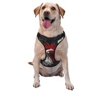 Black And White Roosters With Red Tail Feathers No Pull Dog Harness Adjustable Reflective Oxford Easy Control Medium Large Dog Harness