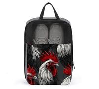 Black and White Roosters with Red Tail Feathers Shoe Bag for Travel Daily Use Anti-dust Storage Carrier Golf Shoe Pouch
