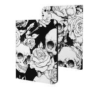 Black And White Roses Skulls Cute Tablet Case Unisex Slim Hard Protective Cover Compatible with iPad 9th/ 8th/ 7th