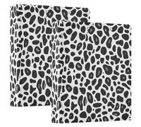 Black and white round leopard binders, 3.8 cm, with inner pockets, pack of 1/2 office packaging, hard cover