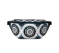 Black and White Round Totem Bum Bag for Men Women, Water-Resistant Fanny Pack with Adjustable Strap (80-150cm), Large Capacity Crossbody Waist Bag