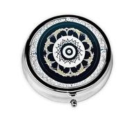 Black and White Round Totem Mini Round Pill Box, can be Put into Wallet, Pocket, Light and Convenient, 3 Compartment Pill Box, Portable Pill Box,