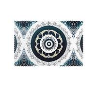 Black and White Round Totem Placemats for Dining Table Set of 6 - Waterproof - Wipe Clean - Heat Resistant - Anti Slip Dining Table Place Mats, Suitable for Indoor & Outdoor Use, 18â€™â€™Ã-12â€™â€™