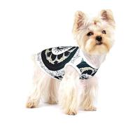 Black and White Round Totem Small Pet Cotton Vest L Full Print Dog Cat Soft Breathable Elastic Apparel Daily Party Outfit