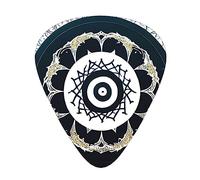 Black And White Round Totemguitar Plectrums 12 Piece Set, 3 Thicknesses For Acoustic Guitar, Bass Guitar, &Electric Guitar And More.