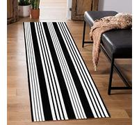 Black and White Runner Rug 2x6ft Farmhouse Hallway Entry Runner Rug Machine Washable Indoor for Front Porch Hand-Woven Entryway Rug for Laundry/Bathroom/Bedroom