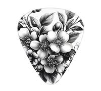 Black And White Sakura Branch Guitar Picks Gift Set - Smooth Durable Plectrums For Acoustic, Electric & Bass Guitar, Perfect Present For Guitar Lovers & Musicians