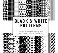 Black and White Scrapbook Paper Pad: 20 Decorative Patterns for Crafting and DIY Projects: Double-Sided Specialty Paper for Card Making, Origami, ... Polka Dots, Stripes, and Gingham Designs