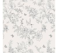 Black and White Self Adhesive Wallpaper,44 x 1000cm Flowers and Birds Wallpaper Woodland Wall paper Black Floral Leaf Plants Wall paper Self Adhesive Furniture Wrap for Living Room,Bathroom,Drawer