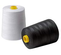 Black and White Sewing Thread - 2 Large Spools 9000m (18000m) for Sewing Machine and Overlock - Polyester Sewing Thread - Black and White - Height 12cm