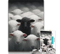 Black And White Sheep JigsawPuzzle 1000 Pieces for Adults,Toys Educational Games Stress Relieving Suitable for Desktop Decoration (75x50cm)