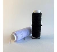 Black and White Shirring Elastic Thread for Sewing, Bobbin Work, Smocking, Knitted Cuffs and Gathering Fabrics 20m Roll (1 x White and 1 x Black)