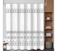 Black and White Shower Curtain Fashion Tassel Elements Printed Striped Privacy Stalls and Bathtubs Bathroom Modern Decor Sets with 12 Hooks Waterproof Durable Polyester Fabric Washable 72"L x 72"W