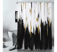 Black and White Shower Curtain Oil Painting Abstract Shower Curtains for Bathroom Mould Resistant Fabric 3D Bathtub Curtain Waterproof PolyesterWashable120x200 cm (47 x 79 Inch) with 8 Hooks c.1281