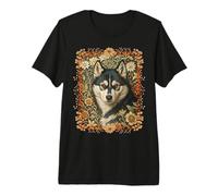 Black and White Siberian Husky with Brown Eyes Premium T-Shirt