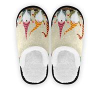 Black and White Siberian Tiger House Slippers Non Slip Cotton Slippers Comfy Spa Slippers Home Bedroom Hotel Travel M for Men Women, Christmas Gnomes, Large