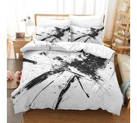 Black And White Simplicity3D Printed Quilt Cover Zipper Closure 3Pcs Bedding Cover Abstract Art And Pillowcases Microfiber for Kids Adult Teens King（220x240cm）