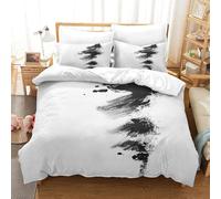 Black And White Simplicity3D Printed Quilt Cover Zipper Closure 3Pcs Bedding Cover Abstract Art with 2 Pillowcase Microfiber for Kids Adult Teens Double（200x200cm）