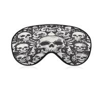 Black and White Skull Eye Mask Sleep Mask for Side Sleeper Women Men Pressure-Free & Light Block-Out Blindfold Soft Comfortable Eye Covers Breathable Blindfold Adjustable