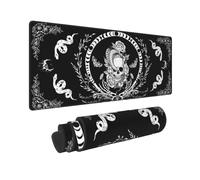 Black and White Skull Flower Skeleton Moth Snake Goth Moon Mouse Pad XL Extended Mat, Non Slip Rubber Base Stitched Edge Gaming Pc Desktop Large Mice Pad 31.5 X 11.8 Inch