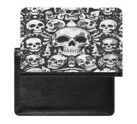 Black And White Skull Passport Holder with Card Slots Portable Passport Cover Compact Waterproof Passports Protector