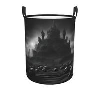 Black and white skulls 1 Circular single-layer laundry basket, fit for multi-functional storage in dormitories/bedrooms