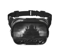 Black and white skulls 1 Print Fashion Waist Packs Square Layer Waist Bag Black Belt Bag with Adjustable Strap, Black, One Size