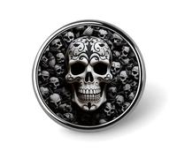 Black And White Skulls Badge Holder Exquisite Round Badge with Picture Pin DIY Button Badges Personalized Metal Button Pin Fashion Brooch Crafts Gifts Clothes Decorative Pins