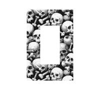 Black and White Skulls Bones Light Switch Wall Plate Faceplate Cover Single Rocker 1 Gang Decorator Outlet Receptacle Covers for Home Kitchen Room Bathroom Decor