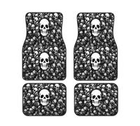Black And White Skulls Car Floor Mats Set Of 4,Front Rear Carpets Mats