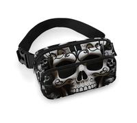 Black And White Skulls Fanny Pack with Multiple Pockets, Personalized Waist Bag with Zipper, Multifunctional Bum Bags for Travel, Belt Bag with Adjustable Strap, Crossbody Bags