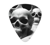 Black And White Skulls Guitar Picks Set-Premium Abs Material,Various Thicknesses-Enhance Your Playing Experience