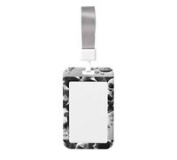 Black and White Skulls Id Badge Holder with Detachable Neck Strap, Waterproof Vertical Name Card Holders, for Nurse Students Teachers Staff